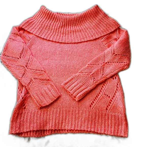 LC Lauren Conrad coral sweater women Long sleeve cowl neck knit sweater size S - Picture 5 of 10